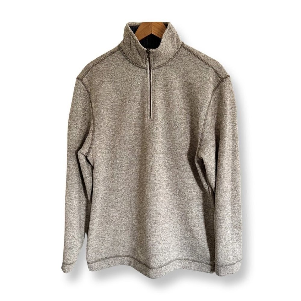 Arrow Men's 1/4 Zip Sweater Pullover Large Gray EUC Soft Winter Sweater
